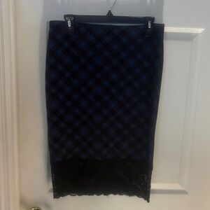 Forever 21 Blue and Black Checkered Pencil Skirt
